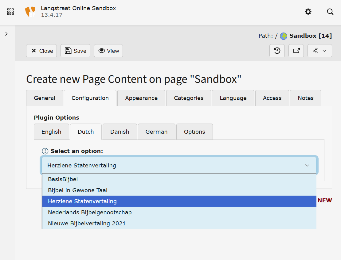Create New Content Language