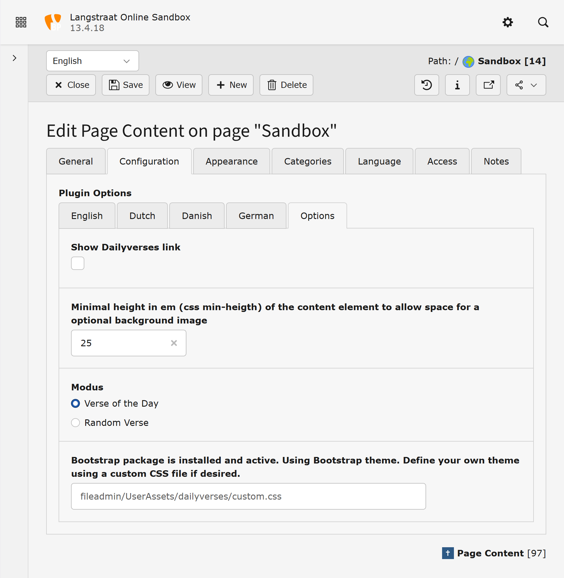 Create New Content Options